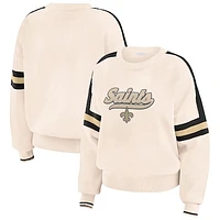 Women's WEAR by Erin Andrews  Cream New Orleans Saints Stripe Pullover Sweater