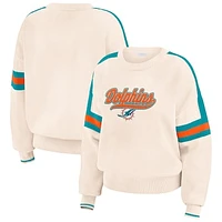 Women's WEAR by Erin Andrews  Cream Miami Dolphins Stripe Pullover Sweater