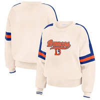 Women's WEAR by Erin Andrews  Cream Denver Broncos Stripe Pullover Sweater