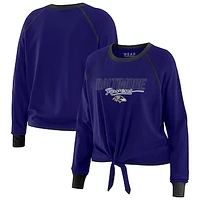 Women's WEAR by Erin Andrews Purple Baltimore Ravens Tie-Front Long Sleeve T-Shirt