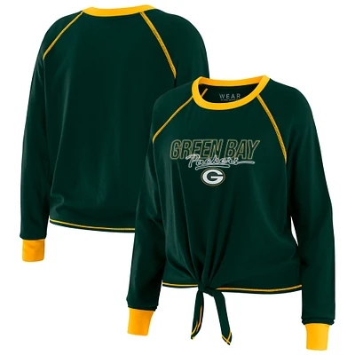 Women's WEAR by Erin Andrews Green Bay Packers Tie-Front Long Sleeve T-Shirt