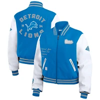 Women's WEAR by Erin Andrews  Blue/White Detroit Lions Varsity Full-Zip Jacket