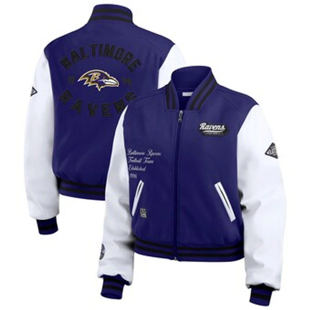 Women's WEAR by Erin Andrews  Purple/White Baltimore Ravens Varsity Full-Zip Jacket