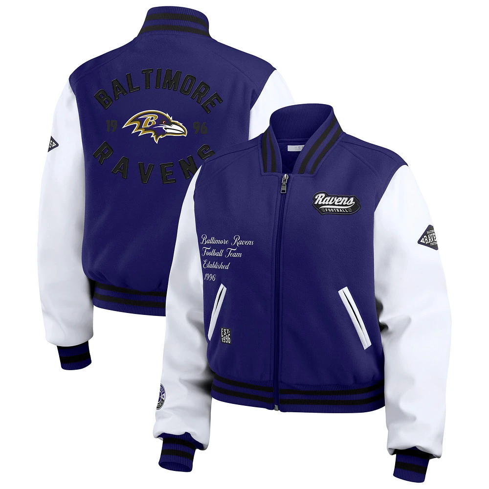 Women's WEAR by Erin Andrews  Purple/White Baltimore Ravens Varsity Full-Zip Jacket