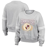 Women's WEAR by Erin Andrews Heather Gray Washington Commanders Crest Cropped Pullover Sweatshirt