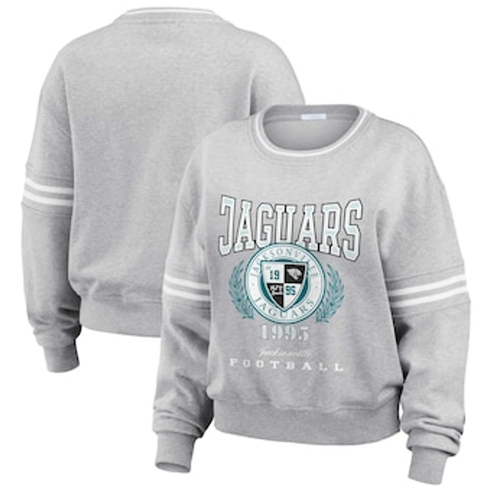 Women's WEAR by Erin Andrews Heather Gray Jacksonville Jaguars Cropped Pullover Sweatshirt