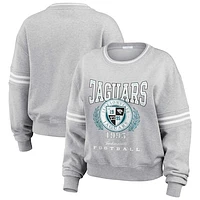 Women's WEAR by Erin Andrews Heather Gray Jacksonville Jaguars Cropped Pullover Sweatshirt