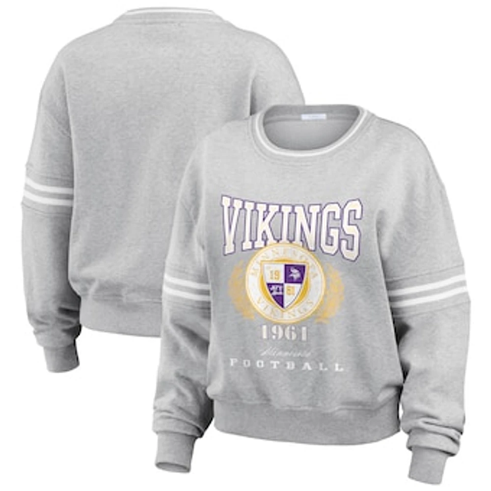 Women's WEAR by Erin Andrews Heather Gray Minnesota Vikings Pullover Sweatshirt