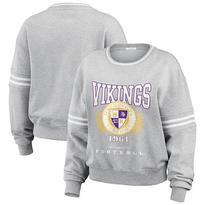 Women's WEAR by Erin Andrews Heather Gray Minnesota Vikings Pullover Sweatshirt