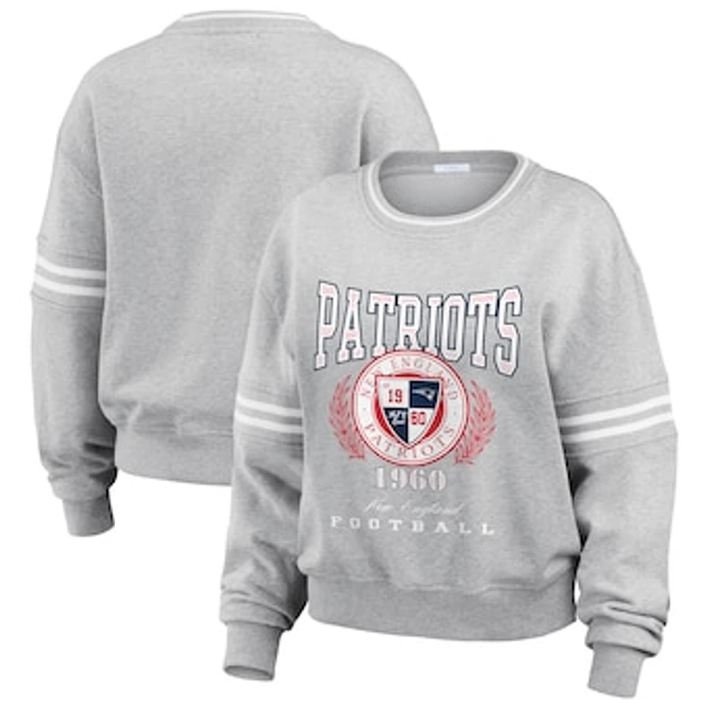 Women's WEAR by Erin Andrews Heather Gray New England Patriots Pullover Sweatshirt