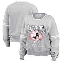 Women's WEAR by Erin Andrews Heather Gray New England Patriots Pullover Sweatshirt