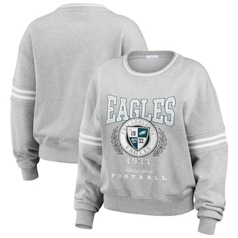 Women's WEAR by Erin Andrews Heather Gray Philadelphia Eagles Pullover Sweatshirt