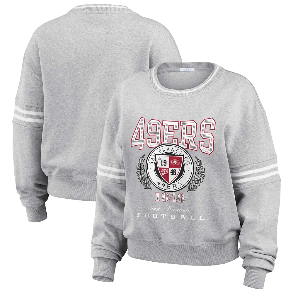 Women's WEAR by Erin Andrews Heather Gray San Francisco 49ers Cropped Pullover Sweatshirt