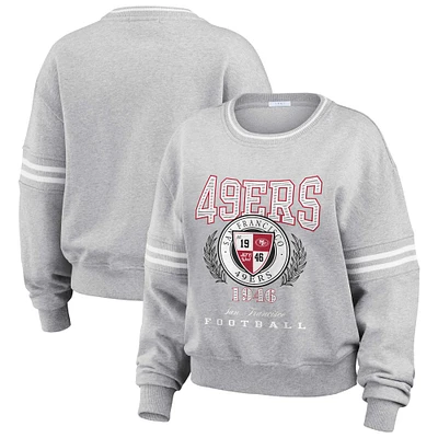 Women's WEAR by Erin Andrews Heather Gray San Francisco 49ers Cropped Pullover Sweatshirt