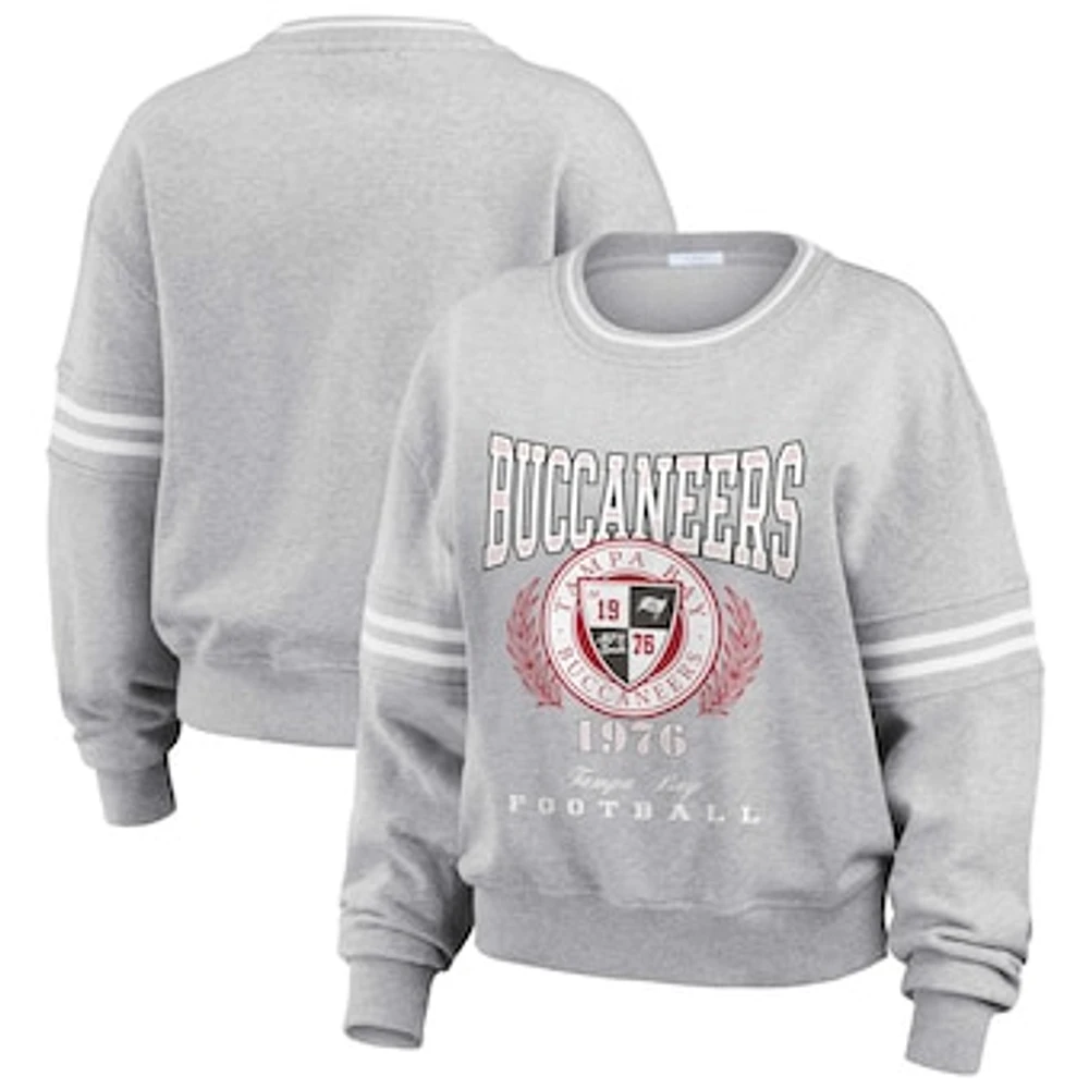 Women's WEAR by Erin Andrews Heather Gray Tampa Bay Buccaneers Cropped Pullover Sweatshirt