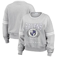 Women's WEAR by Erin Andrews Heather Gray Baltimore Ravens Crest Cropped Pullover Sweatshirt