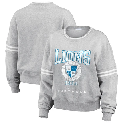 Women's WEAR by Erin Andrews Heather Gray Detroit Lions Pullover Sweatshirt