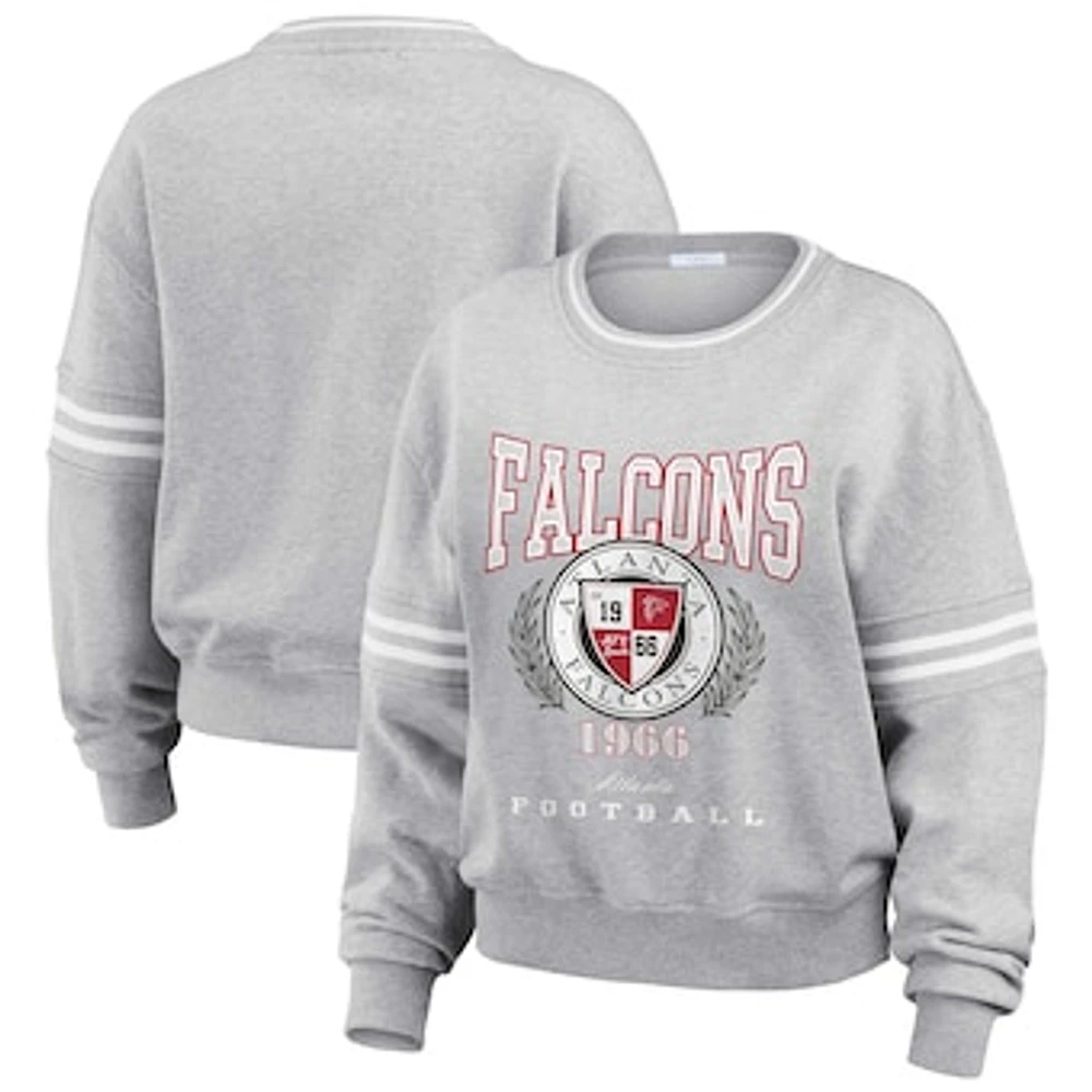 Women's WEAR by Erin Andrews Heather Gray Atlanta Falcons Cropped Pullover Sweatshirt