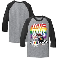 Men's Checkered Flag Sports Gray NASCAR Love Wins Pride Ringer T-Shirt