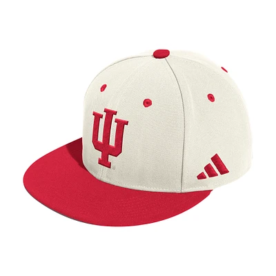 Men's adidas  Cream Indiana Hoosiers On-Field Fitted Baseball Hat