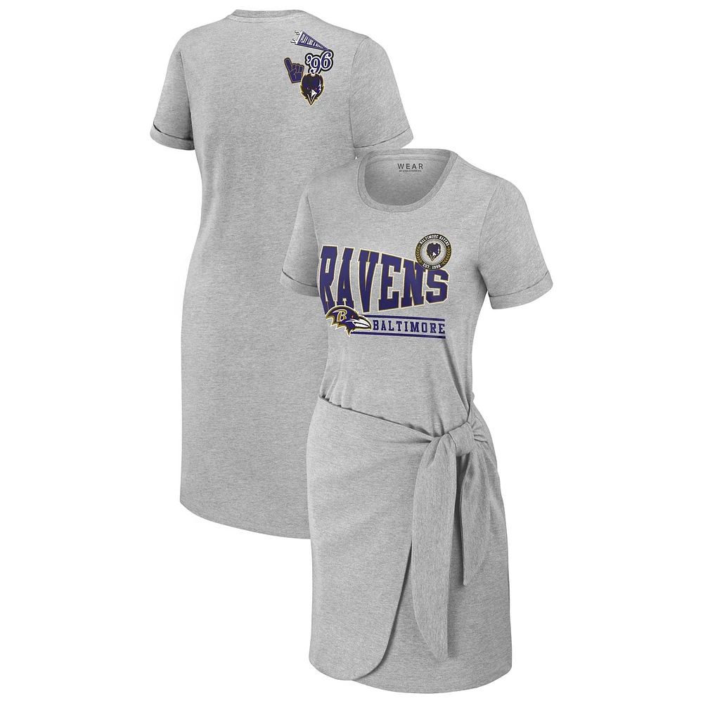 Women's WEAR by Erin Andrews Heather Gray Baltimore Ravens  Knotted T-Shirt Dress