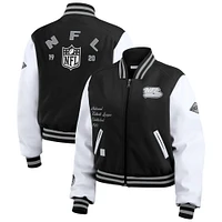 Women's WEAR by Erin Andrews Black/White NFL Varsity Full-Zip Jacket