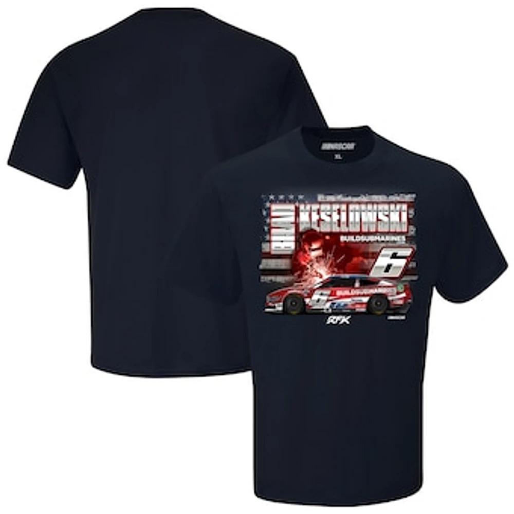 Men's Checkered Flag Sports Navy Brad Keselowski Build Submarines.com Patriotic Car T-Shirt