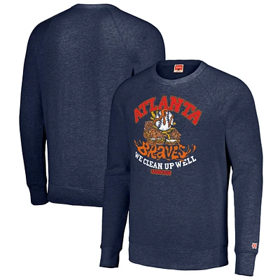 Unisex MLB x Guy Fieri’s Flavortown  Navy Atlanta Braves Tri-Blend Pullover Sweatshirt