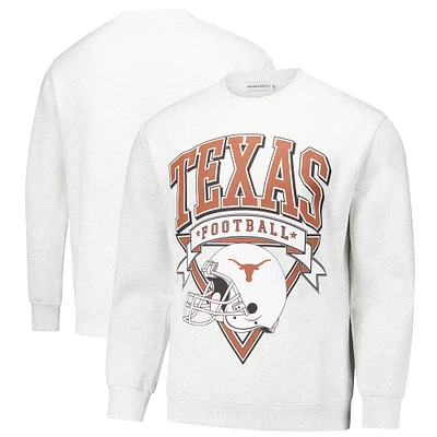 Unisex Established & Co. Ash Texas Longhorns Vintage Crest Pullover Sweatshirt