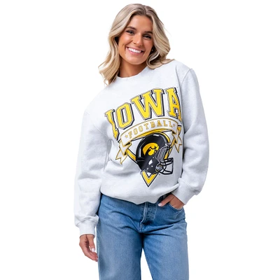 Unisex Established & Co.  Ash Iowa Hawkeyes Vintage Crest Pullover Sweatshirt