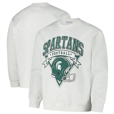 Unisex Established & Co.  Ash Michigan State Spartans Vintage Crest Pullover Sweatshirt