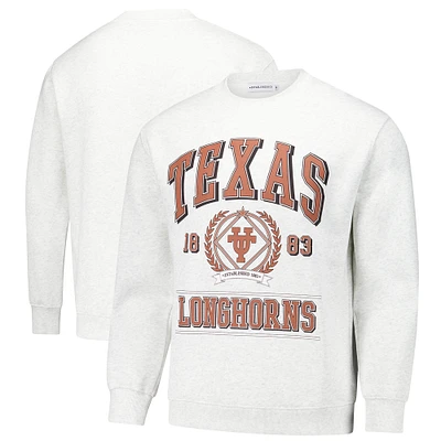 Unisex Established & Co.  Ash Texas Longhorns Vintage Crest Pullover Sweatshirt