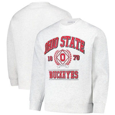 Unisex Established & Co.  Ash Ohio State Buckeyes Vintage Crest Pullover Sweatshirt