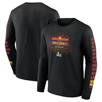 Men's Fanatics Black Super Bowl LIX Marble Wordmark Long Sleeve T-Shirt