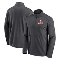 Men's Nike Anthracite Super Bowl LIX Pacer Performance Half-Zip Top