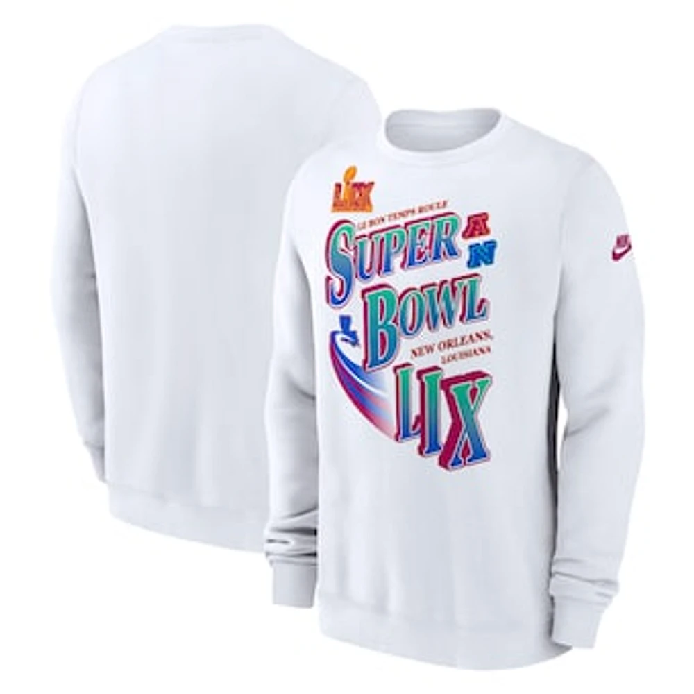 Men's Nike White Super Bowl LIX Club Pullover Sweatshirt