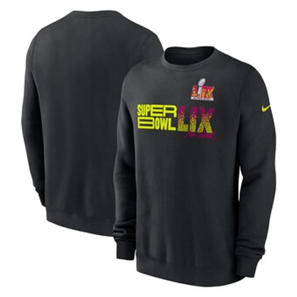 Men's Nike Black Super Bowl LIX Club Fleece Pullover Sweatshirt