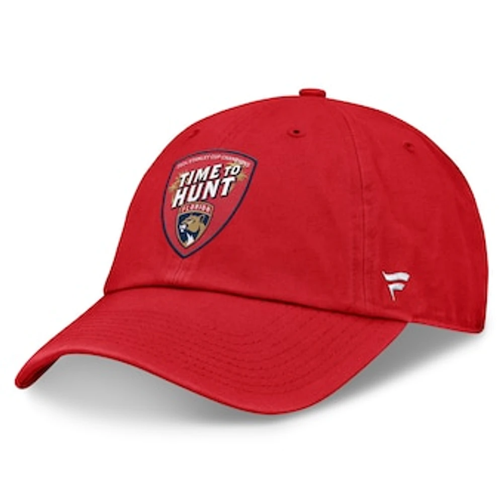 Men's Fanatics Red Florida Panthers 2024 Stanley Cup Champions Hometown Slogan Unstructured Adjustable Hat