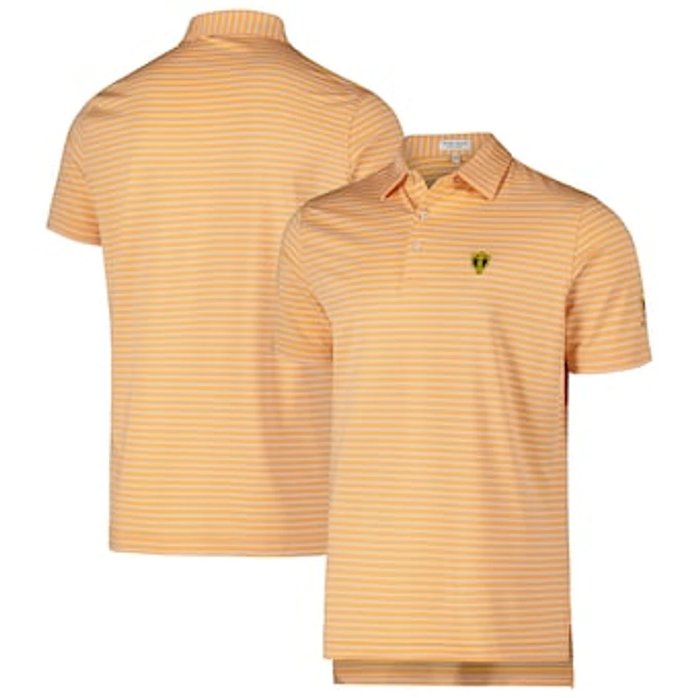 Men's Peter Millar Orange/White Presidents Cup International Team Drum Performance Jersey Polo