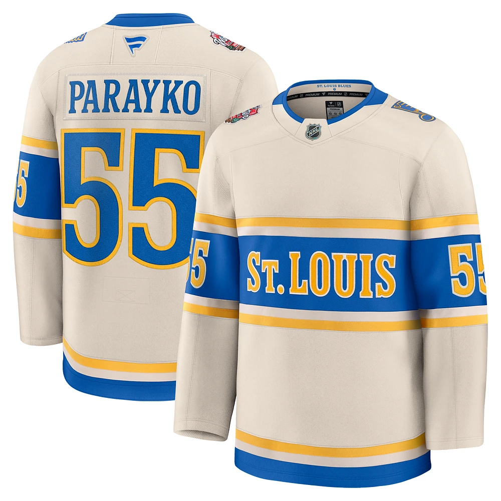 Men's Fanatics Colton Parayko Cream St. Louis Blues 2025 NHL Winter Classic Premium Player Jersey