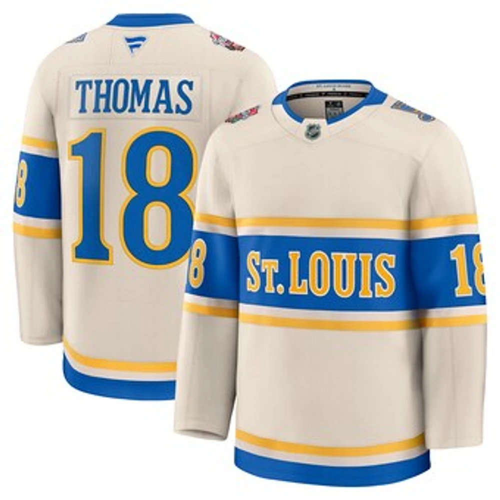 Men's Fanatics Robert Thomas Cream St. Louis Blues 2025 NHL Winter Classic Premium Player Jersey