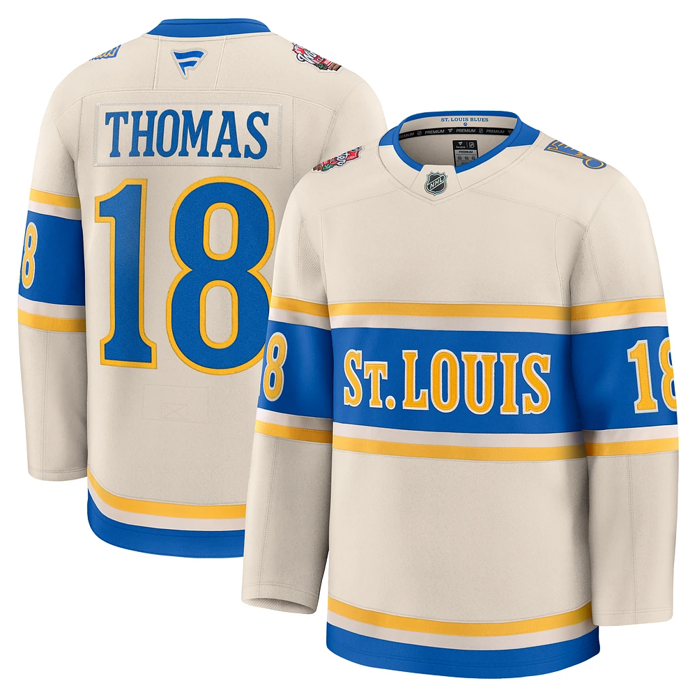 Men's Fanatics Robert Thomas Cream St. Louis Blues 2025 NHL Winter Classic Premium Player Jersey