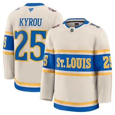 Men's Fanatics Jordan Kyrou Cream St. Louis Blues 2025 NHL Winter Classic Premium Player Jersey