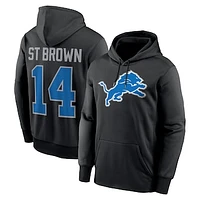 Men's Nike Amon-Ra St. Brown Black Detroit Lions Player Name & Number Performance Pullover Hoodie