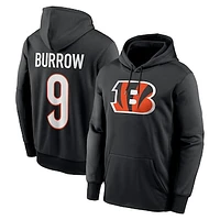 Men's Nike Joe Burrow Black Cincinnati Bengals Player Name & Number Performance Pullover Hoodie