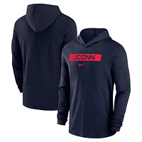 Men's Nike Navy UConn Huskies 2024 Sideline Performance Long Sleeve Hoodie Top