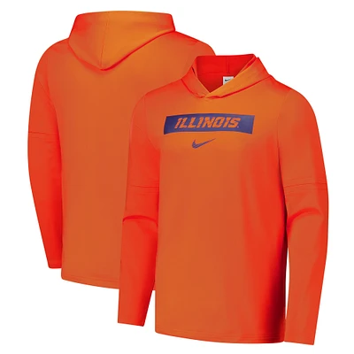 Men's Nike Orange Illinois Fighting Illini 2024 Sideline Performance Long Sleeve Hoodie Top