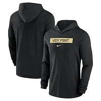 Men's Nike Black Army Black Knights 2024 Sideline Performance Long Sleeve Hoodie Top