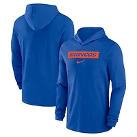 Men's Nike Royal Boise State Broncos 2024 Sideline Performance Long Sleeve Hoodie Top