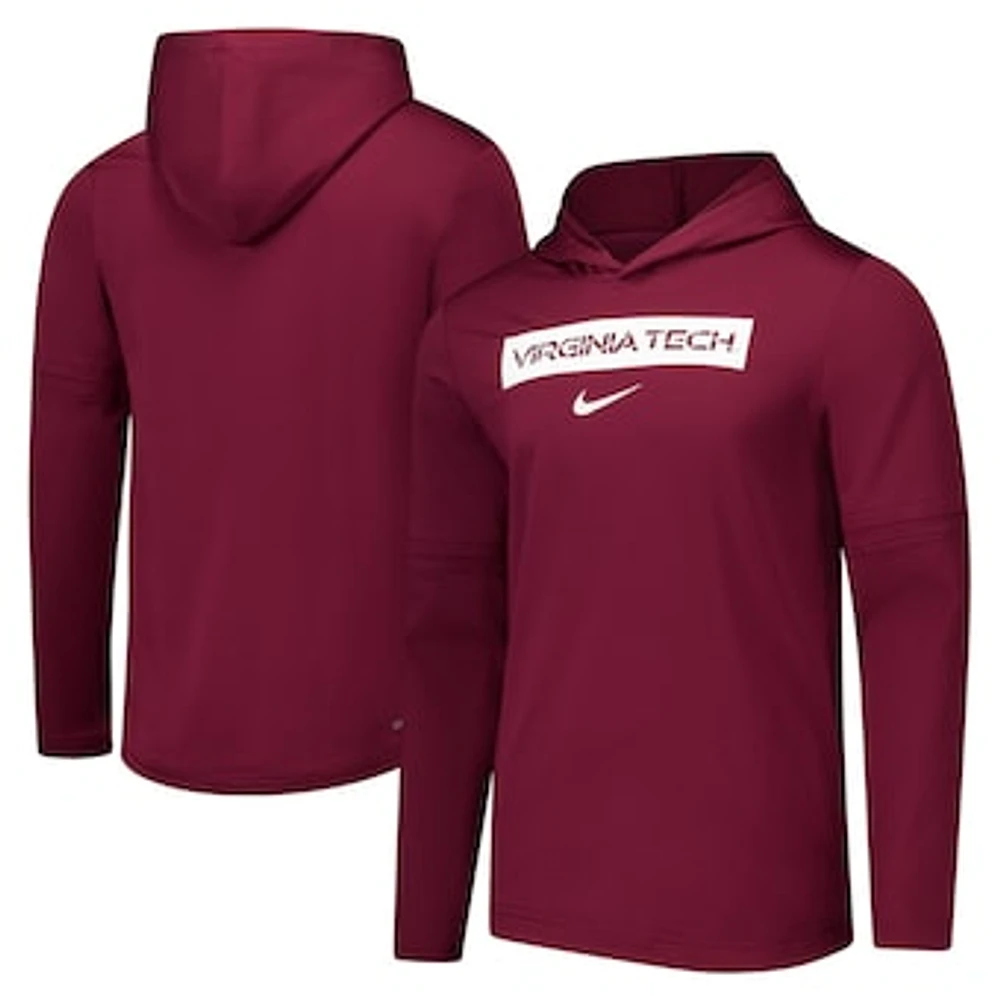 Men's Nike Maroon Virginia Tech Hokies 2024 Sideline Performance Long Sleeve Hoodie Top